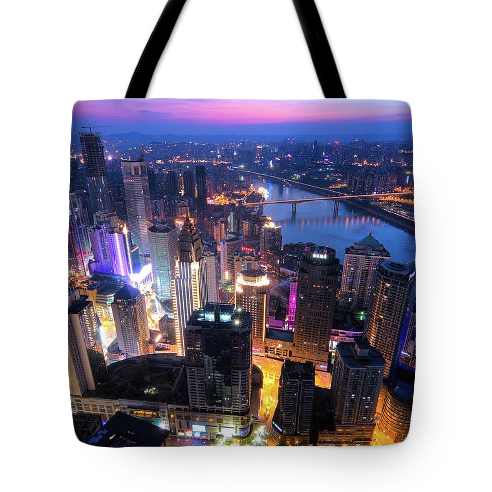 Built Structure Tote Bag featuring the photograph Modern City #1 by Pengpeng