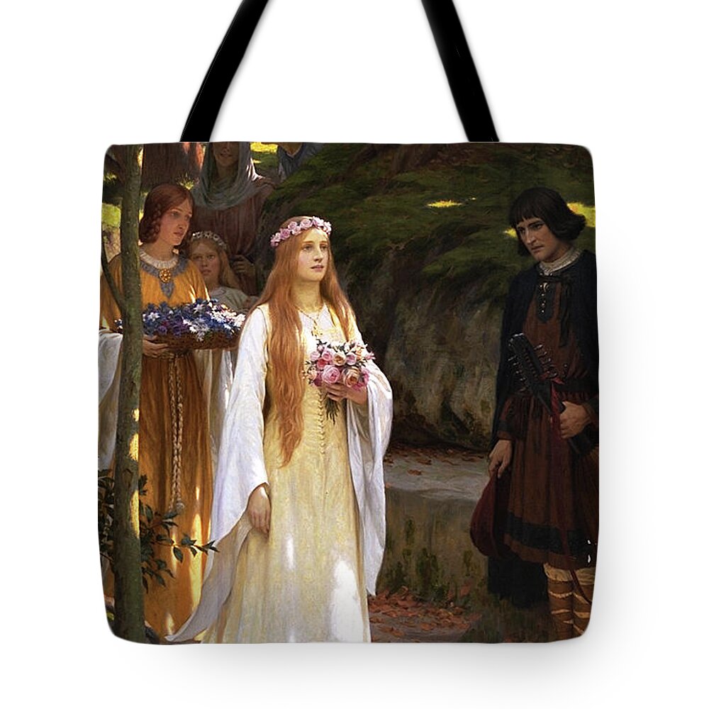 My Fair Lady Tote Bag featuring the painting My Fair Lady by Edmund Leighton by Rolando Burbon