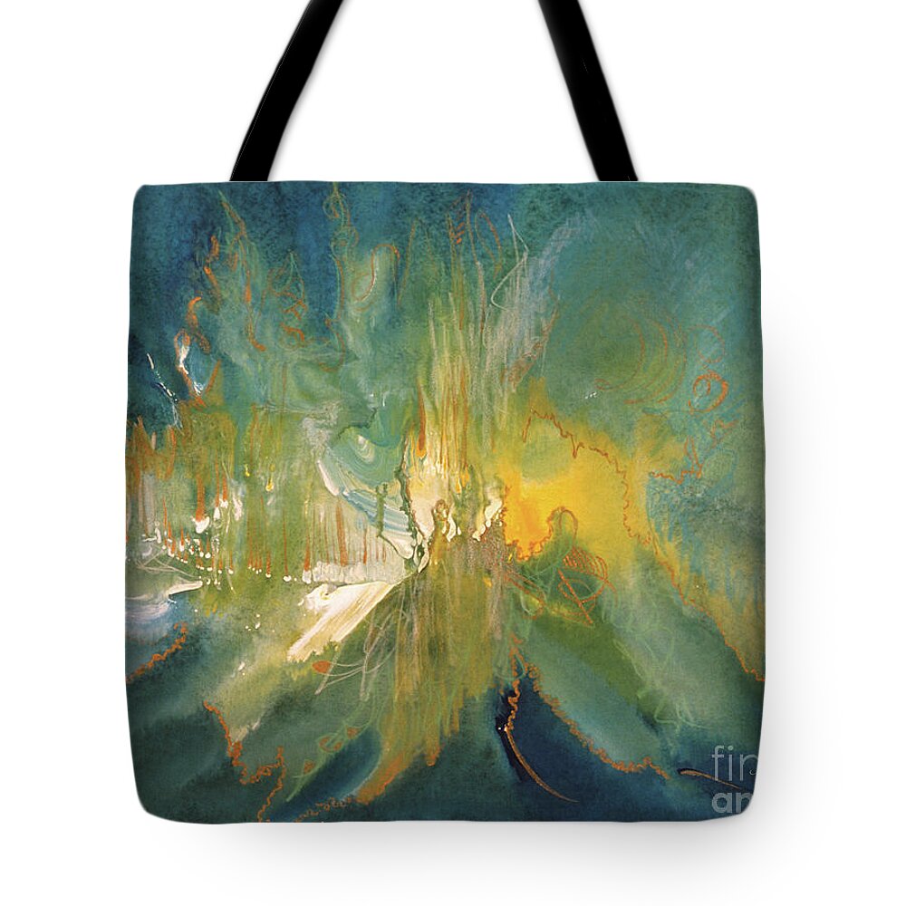 Abstract Tote Bag featuring the digital art Mystic Music #1 by Jacqueline Shuler