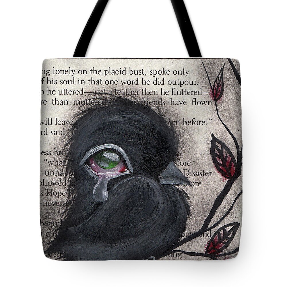Raven Tote Bag featuring the painting Nevermore #2 by Abril Andrade