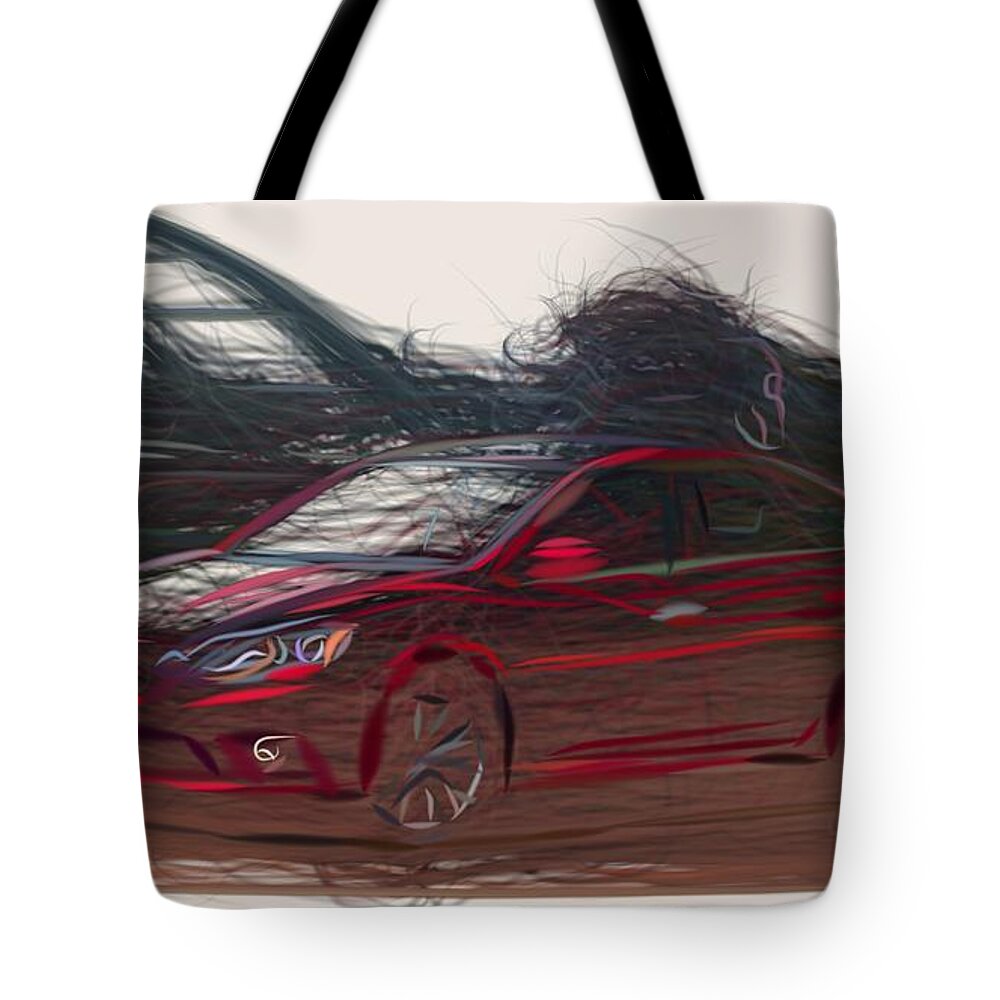 Nissan Tote Bag featuring the digital art Nissan Sentra SR Turbo Drawing #2 by CarsToon Concept