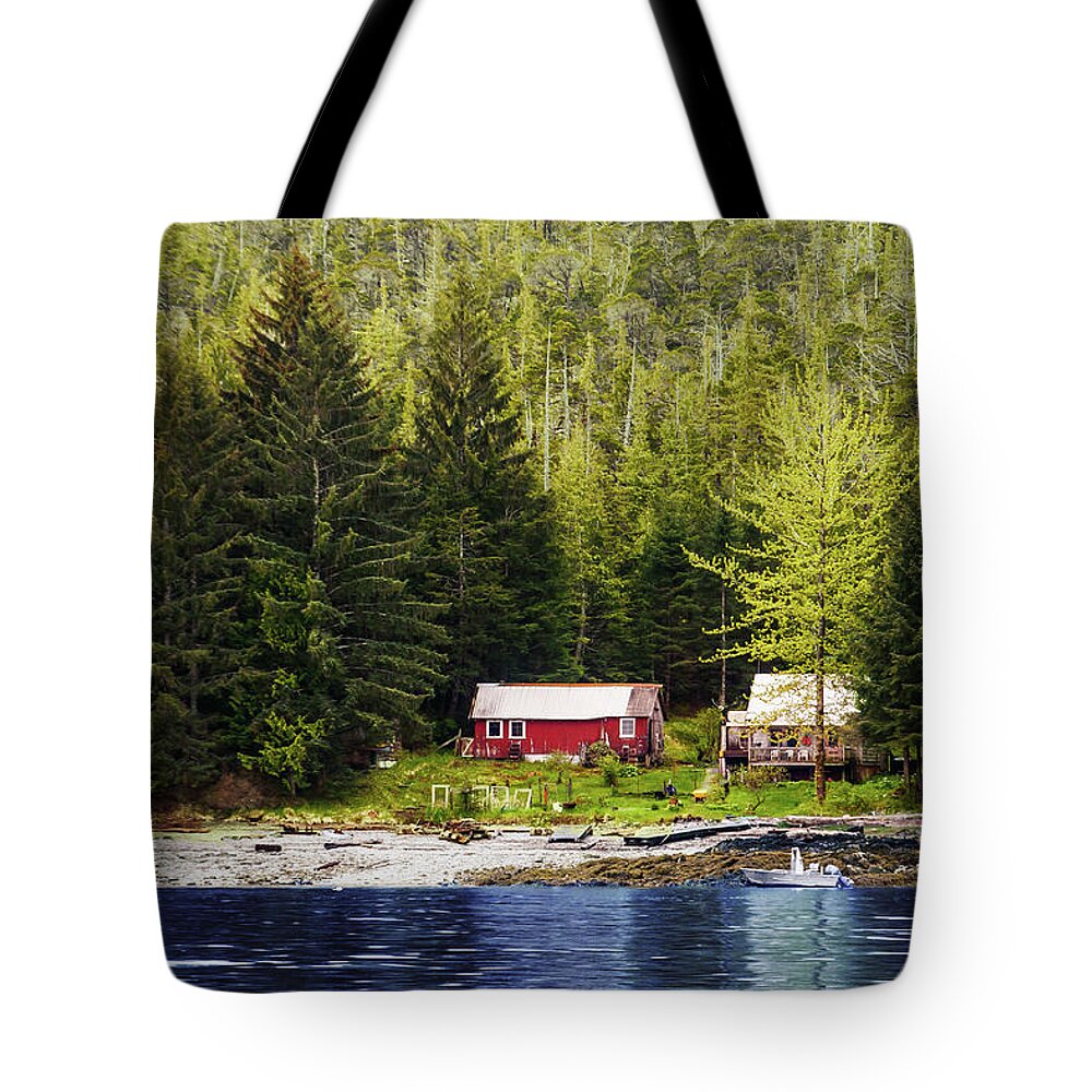 Alaska Tote Bag featuring the photograph Old Houses on Evergreen Covered Coast #1 by Darryl Brooks