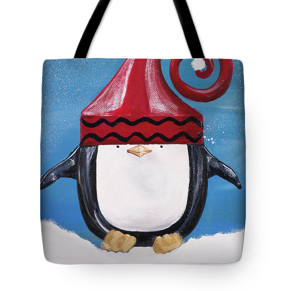 Penguins Tote Bag featuring the painting Paddison and Friends IIi #1 by Gina Ritter