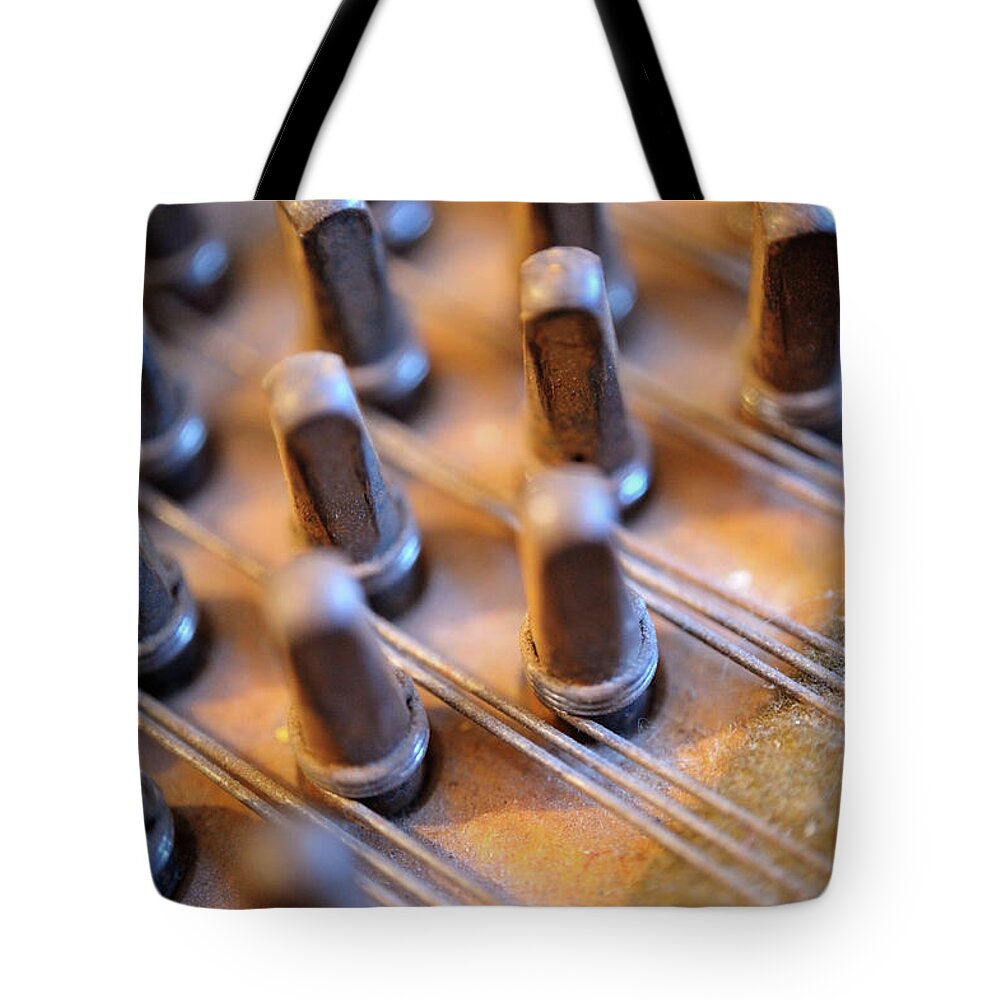 Piano Tote Bag featuring the photograph Piano Mechanism by 