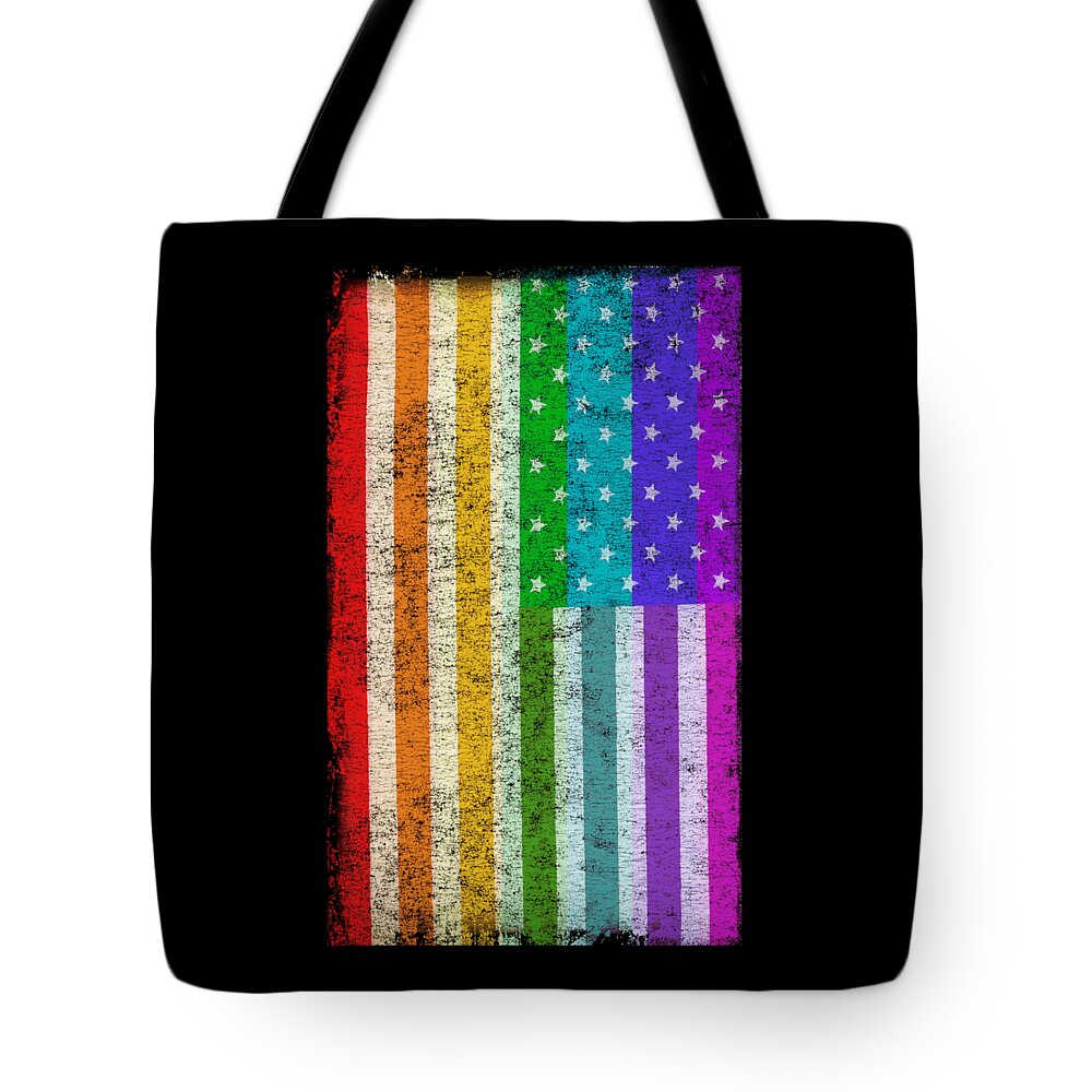 Cool Tote Bag featuring the digital art Rainbow Us Flag #1 by Flippin Sweet Gear