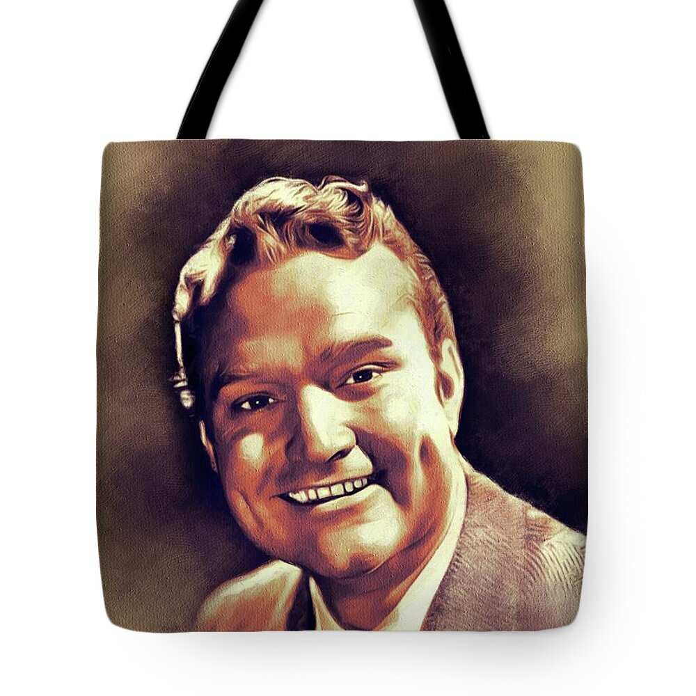 Red Tote Bag featuring the painting Red Skelton, Vintage Actor #1 by Esoterica Art Agency