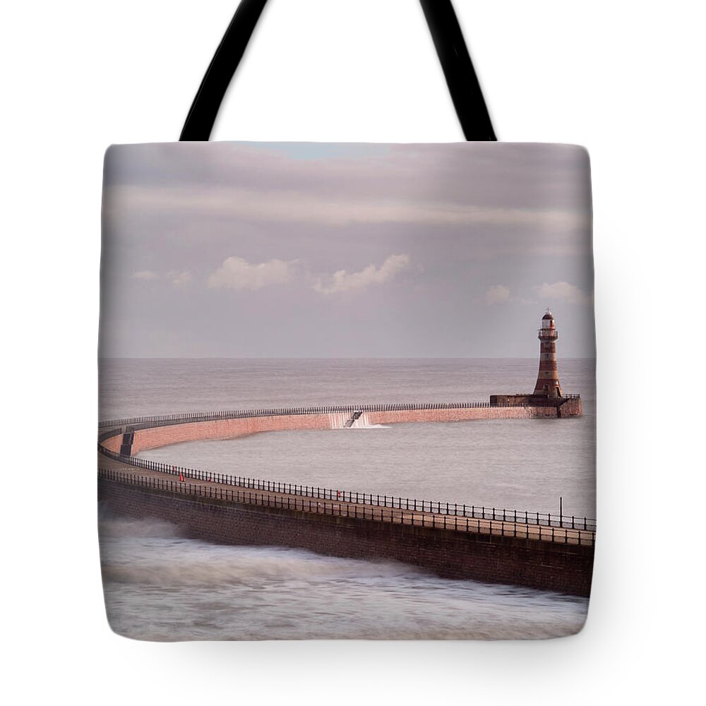 Built Structure Tote Bag featuring the photograph Roker Pier And Lighthouse, Sunderland #1 by Jason Friend Photography Ltd