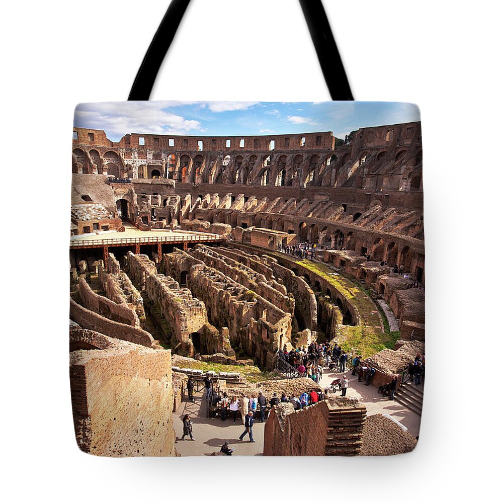 Estock Tote Bag featuring the digital art Rome, Tourists, Italy by Claudia Uripos