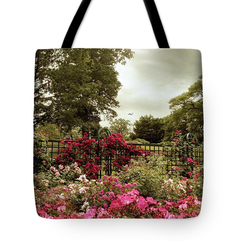 Spring Tote Bag featuring the photograph Rose Garden Trellis #1 by Jessica Jenney