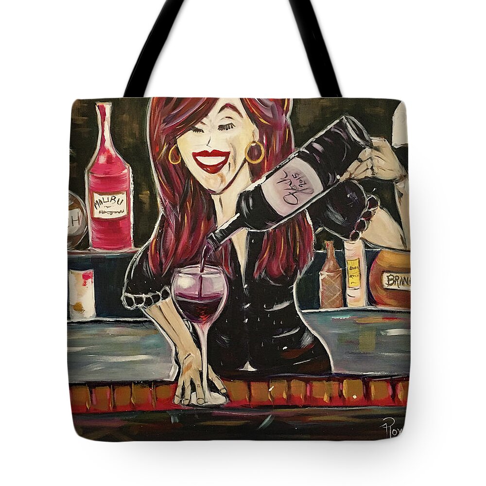 Bartender Tote Bag featuring the painting Sassy Notes featuring Dana Doom by Roxy Rich