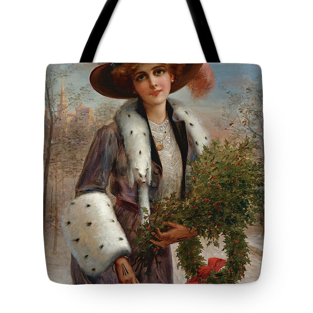 Emile Vernon Tote Bag featuring the painting Season's Greetings #2 by Emile Vernon