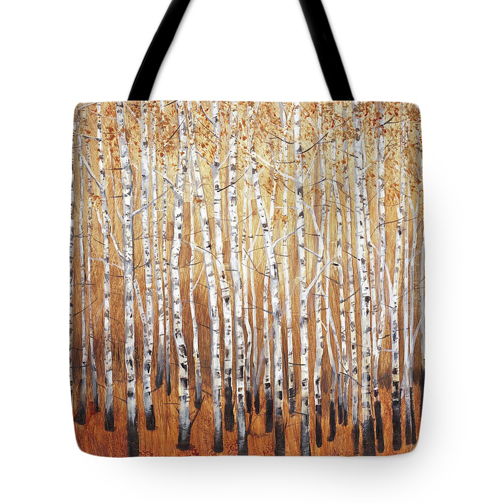 Landscapes Tote Bag featuring the painting Sienna Birches I #1 by Tim Otoole
