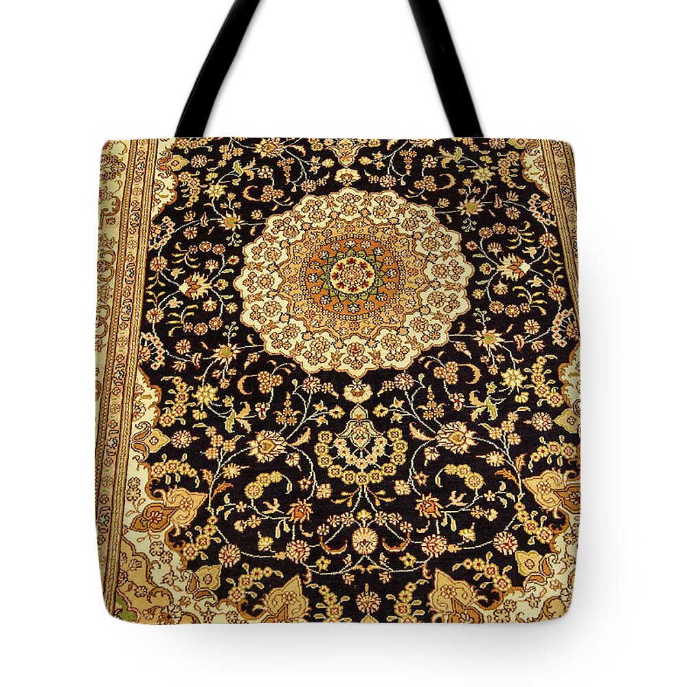 Seljuk Tote Bag featuring the photograph Silk carpet #1 by Steve Estvanik