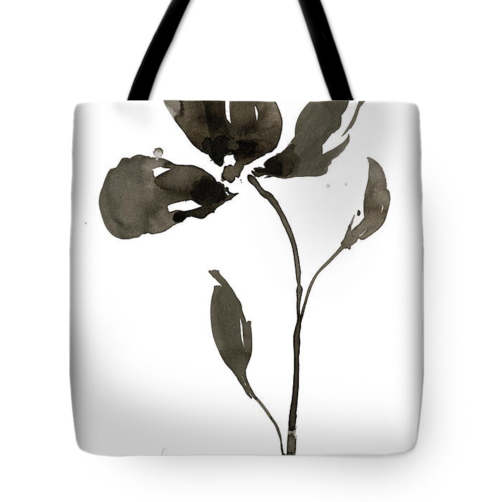 Botanical Tote Bag featuring the painting Solitary Sumi-e II by Jennifer Goldberger