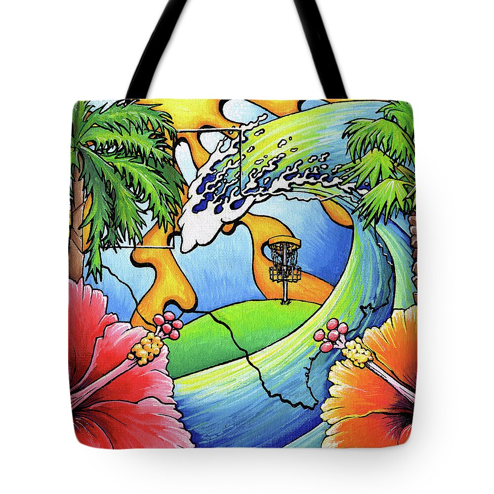 Stx Tote Bag featuring the painting South Texas Disc Golf #2 by Adam Johnson