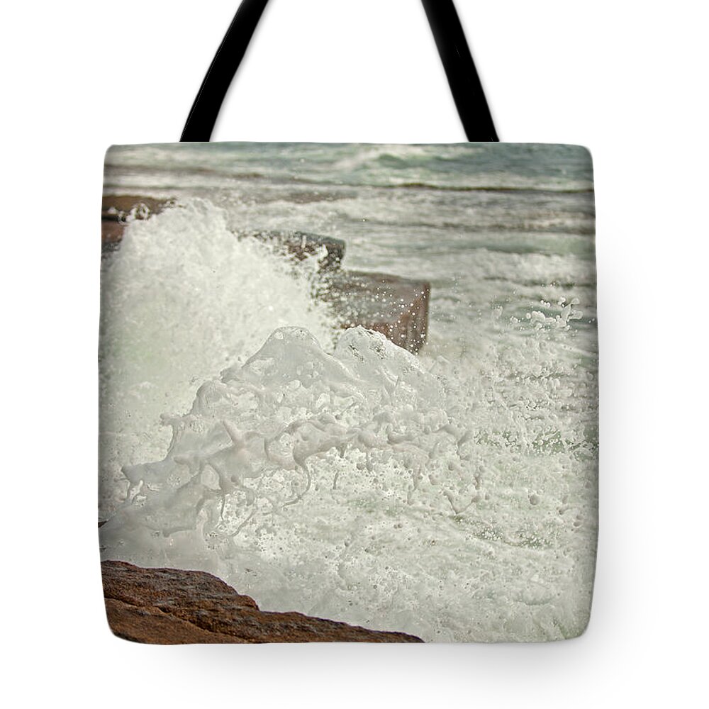 Acadia National Park Tote Bag featuring the photograph Splash #1 by Paul Mangold