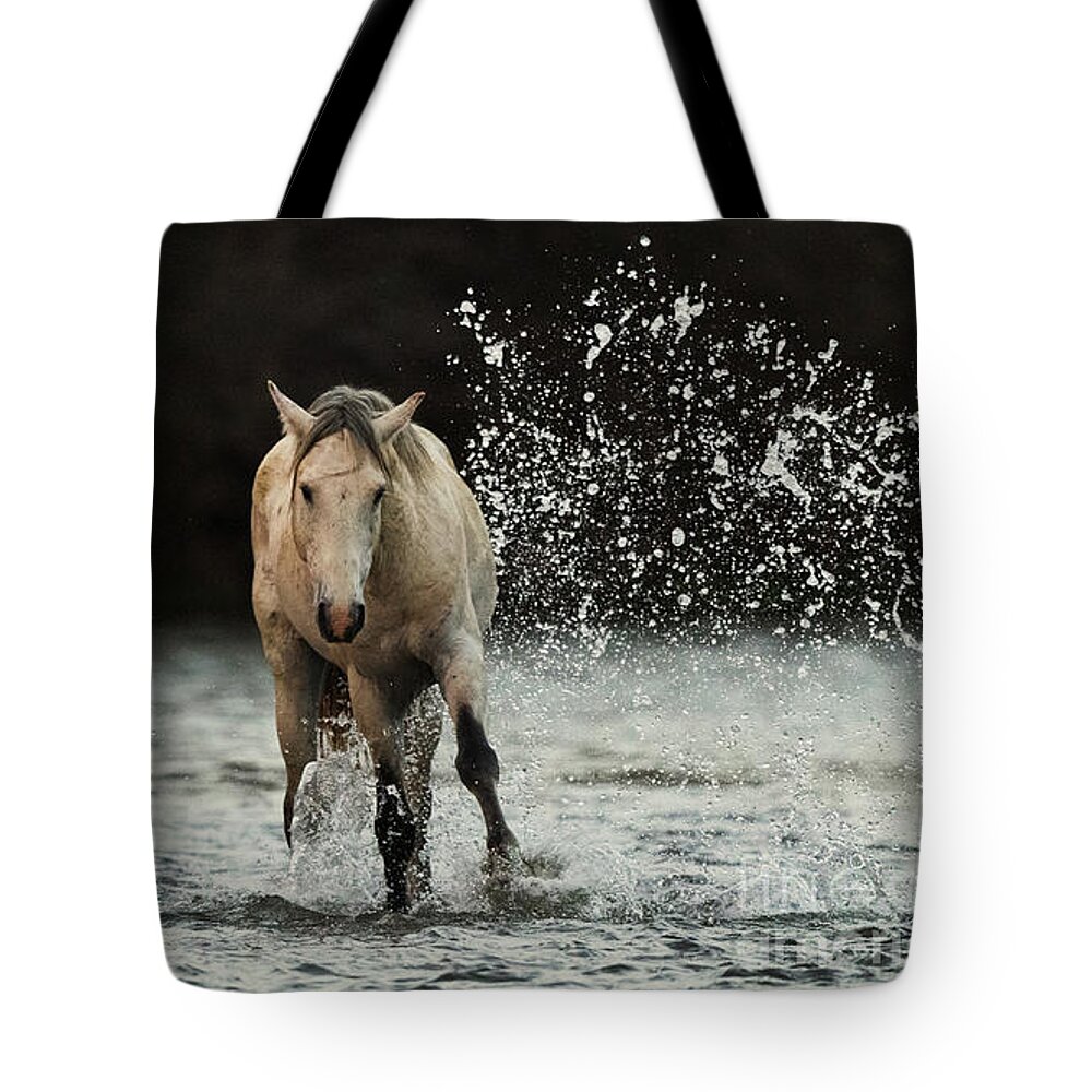 Mare Tote Bag featuring the photograph Splashing Horse by Shannon Hastings