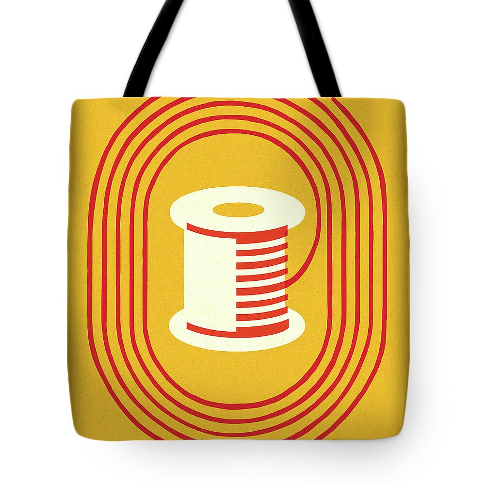Campy Tote Bag featuring the drawing Spool of Thread #1 by CSA Images