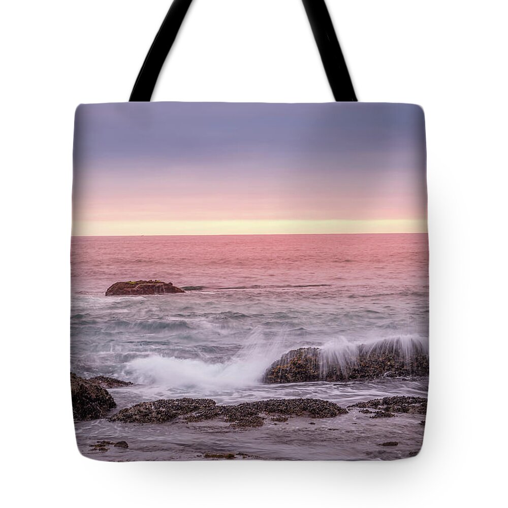 Ocean Tote Bag featuring the photograph Sunset Sprays #1 by Aaron Burrows