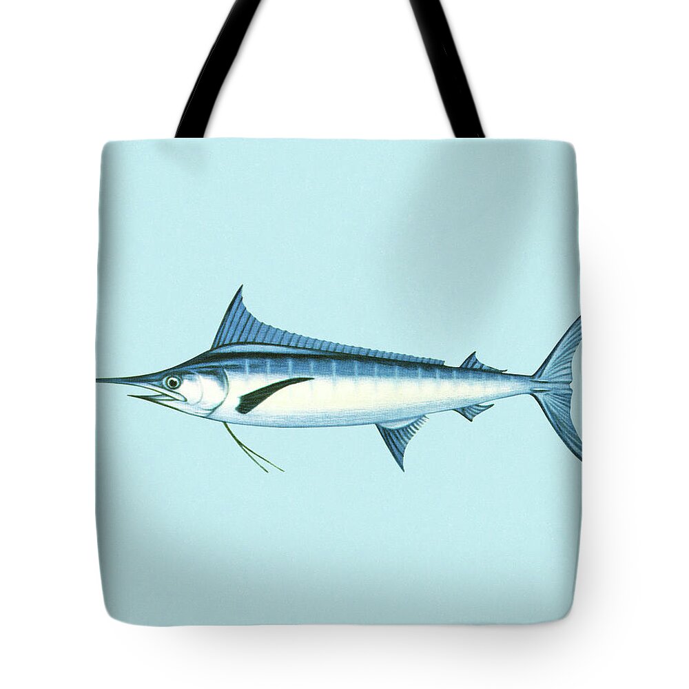 Animal Tote Bag featuring the drawing Swordfish #1 by CSA Images