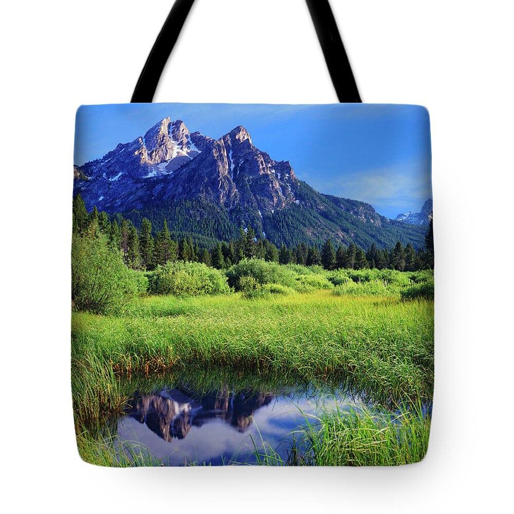 Scenics Tote Bag featuring the photograph The Sawtooth Mountain Range, Stanley #1 by Ron thomas