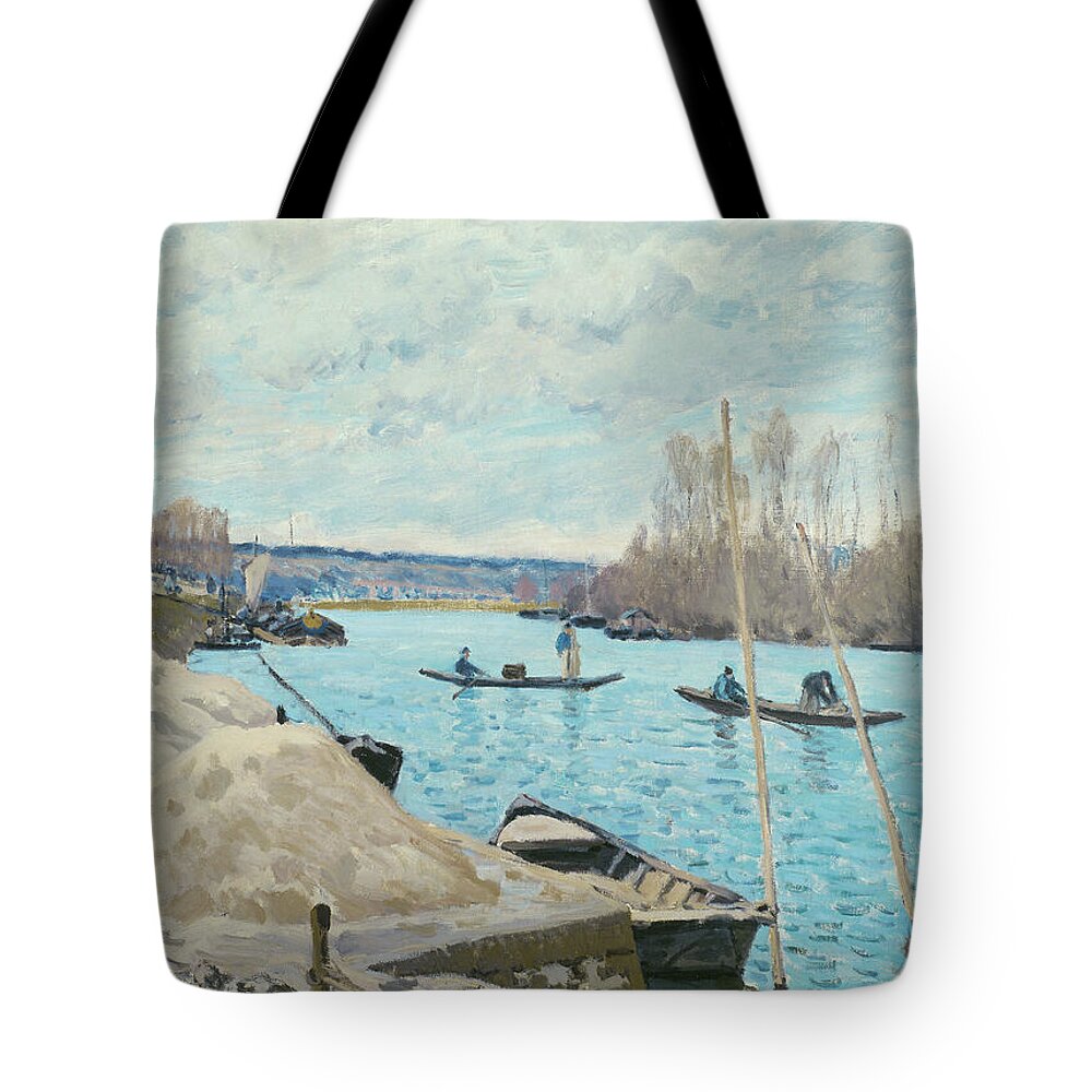 The Seine At Port - Marly, Piles Of Sand Tote Bag by Mountain Dreams -  Pixels
