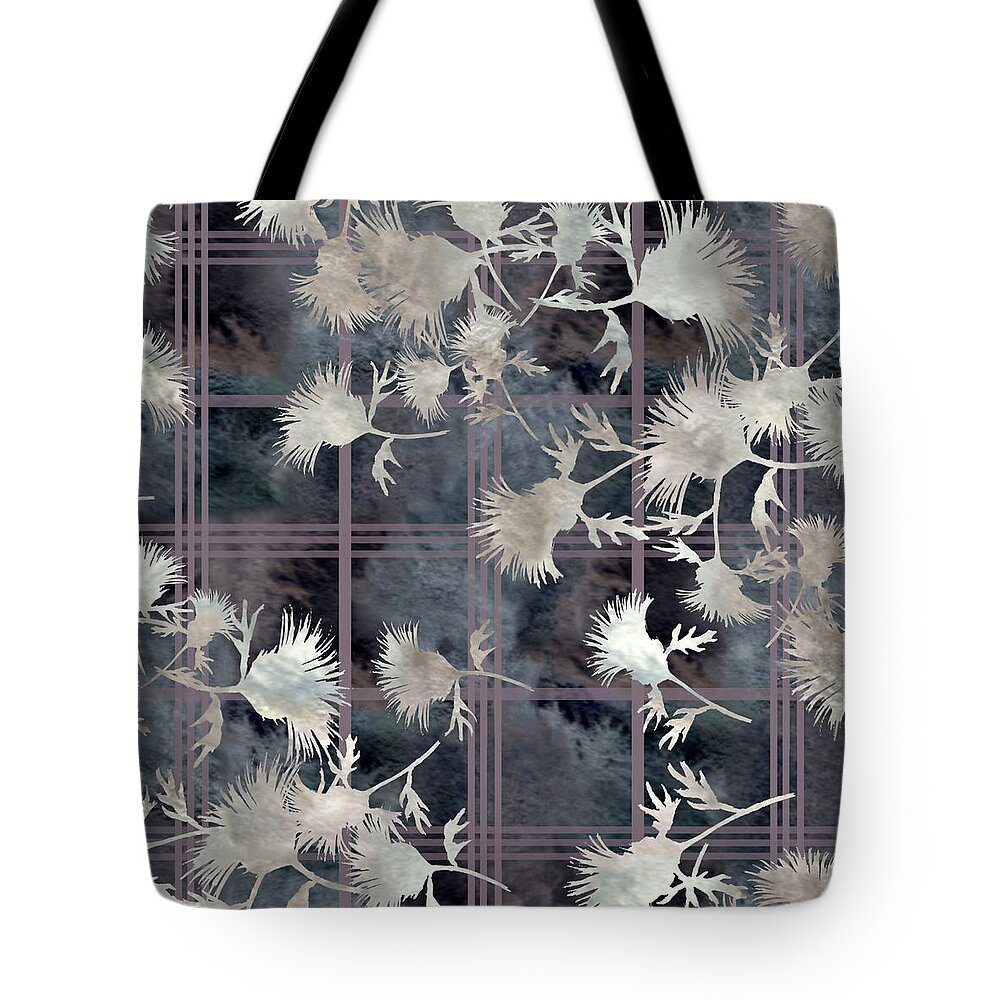 Thistle Tote Bag featuring the digital art Thistle Plaid by Sand And Chi