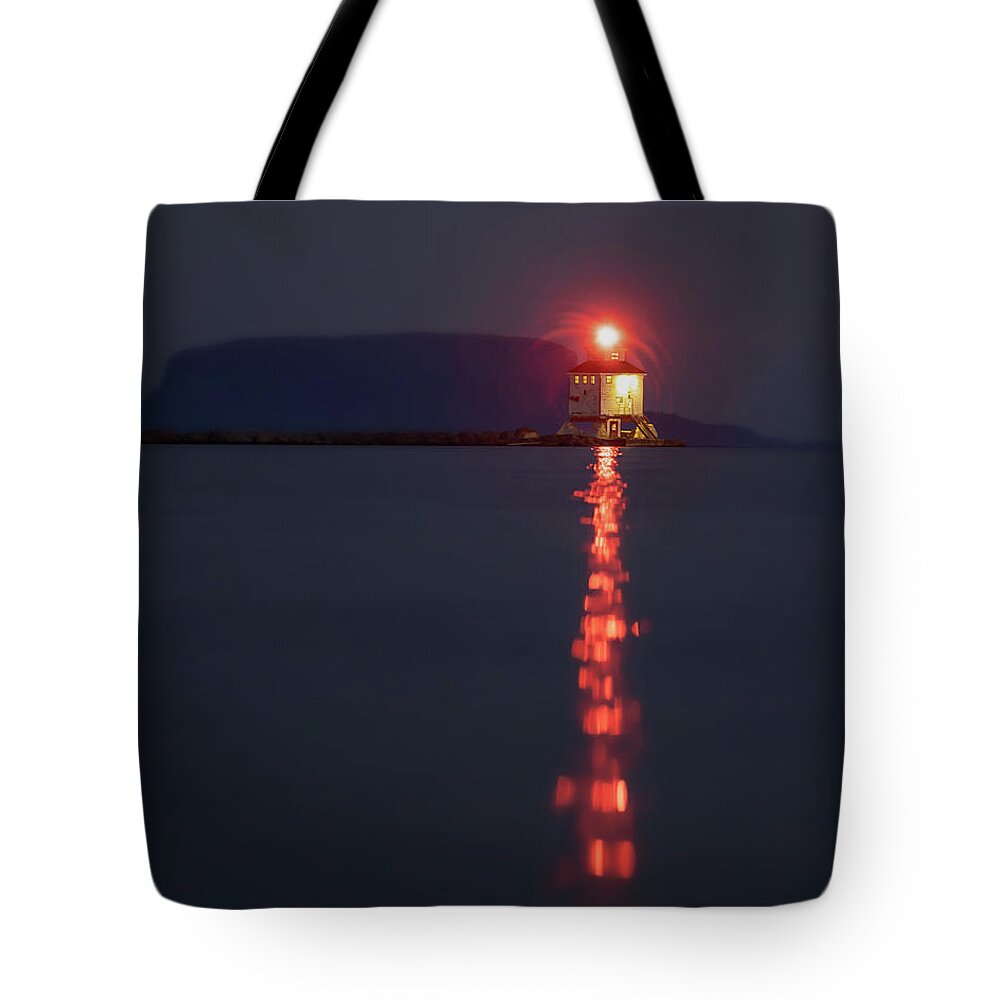 Abstract Tote Bag featuring the photograph Thunder Bay Harbour Lighthouse #1 by Jakub Sisak