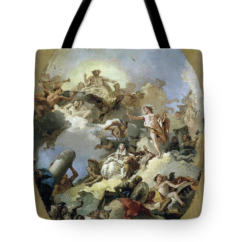 B1019 Tote Bag featuring the painting The Apotheosis of the Spanish Monarchy, c1765 by Giovanni Battista Tiepolo