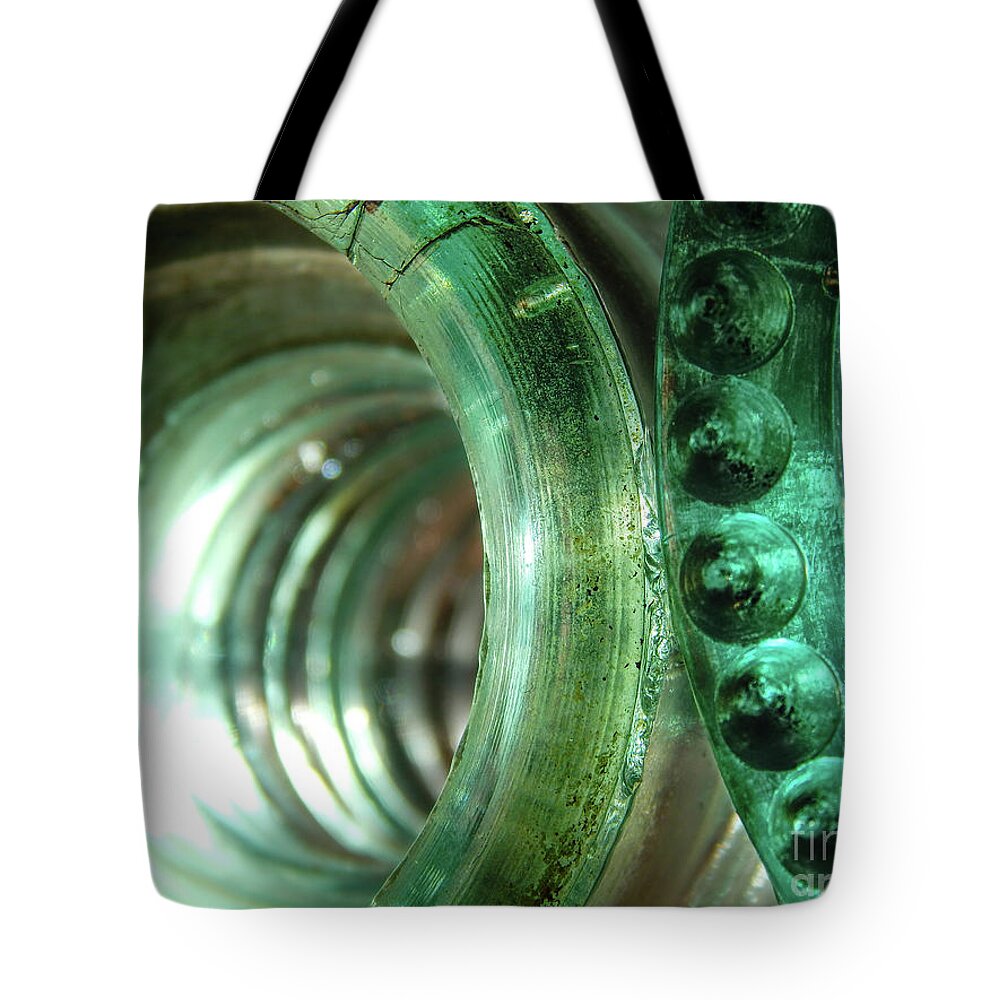 Insulators Tote Bag featuring the photograph Vintage Green Glass Insulators by Phil Perkins