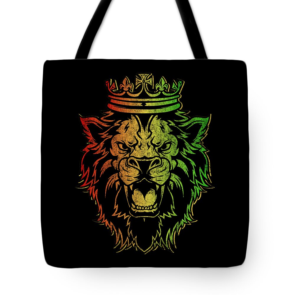 Rasta Tote Bag featuring the digital art Vintage Lion of Judah Rastafarian #1 by Flippin Sweet Gear