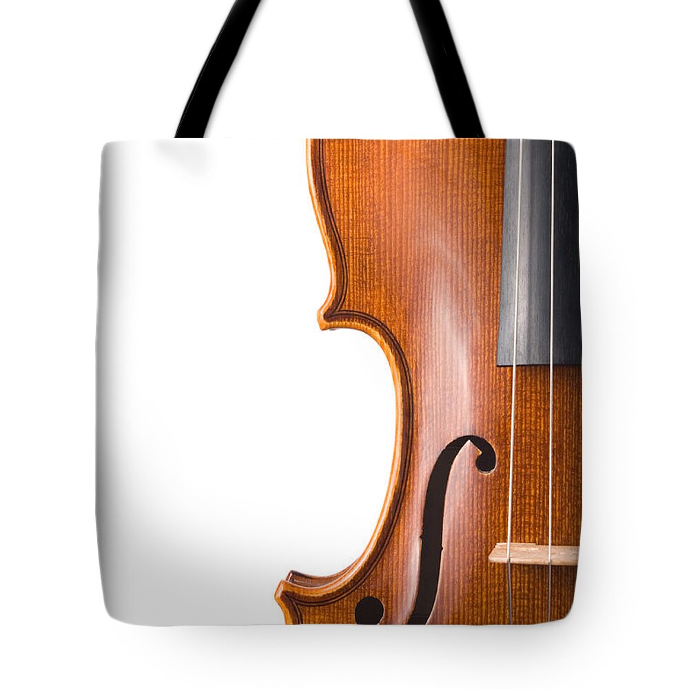 White Background Tote Bag featuring the photograph Violin Isolated On White #1 by Zocha k