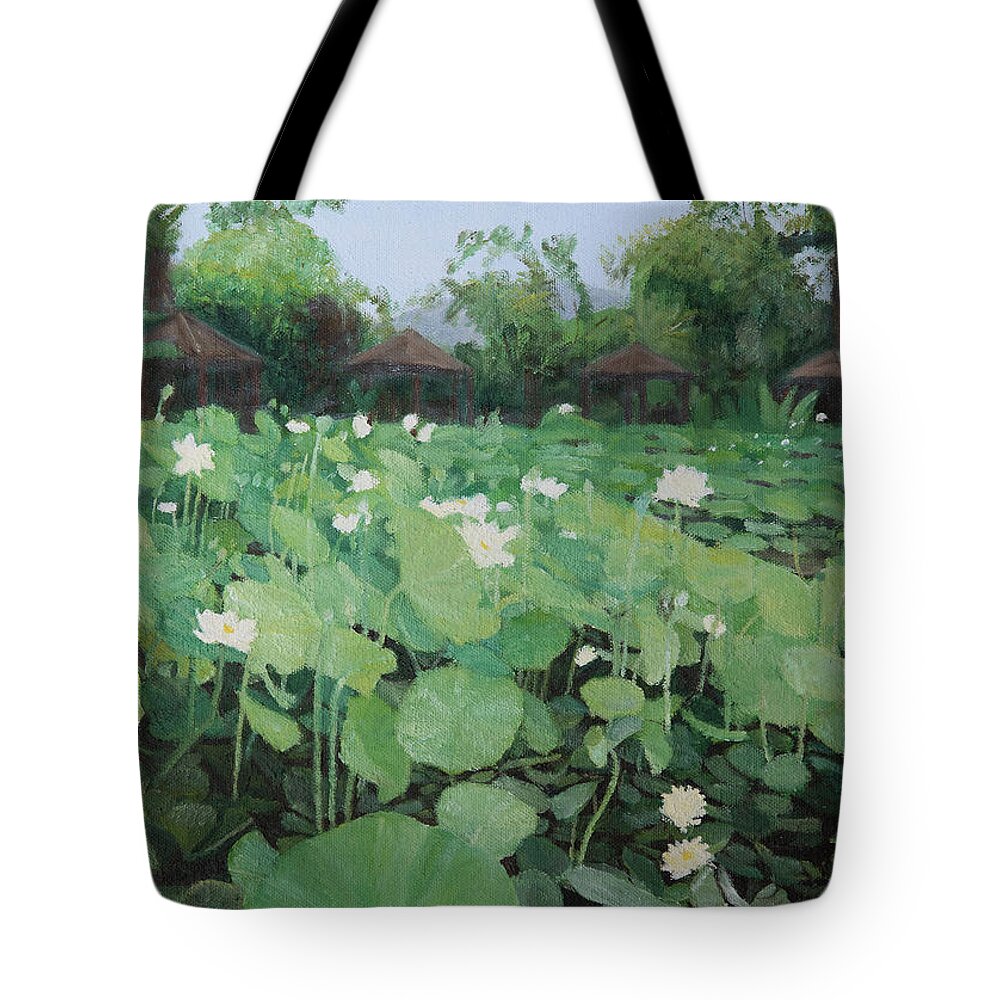 Flower Tote Bag featuring the painting Waterlily #2 by Masami IIDA