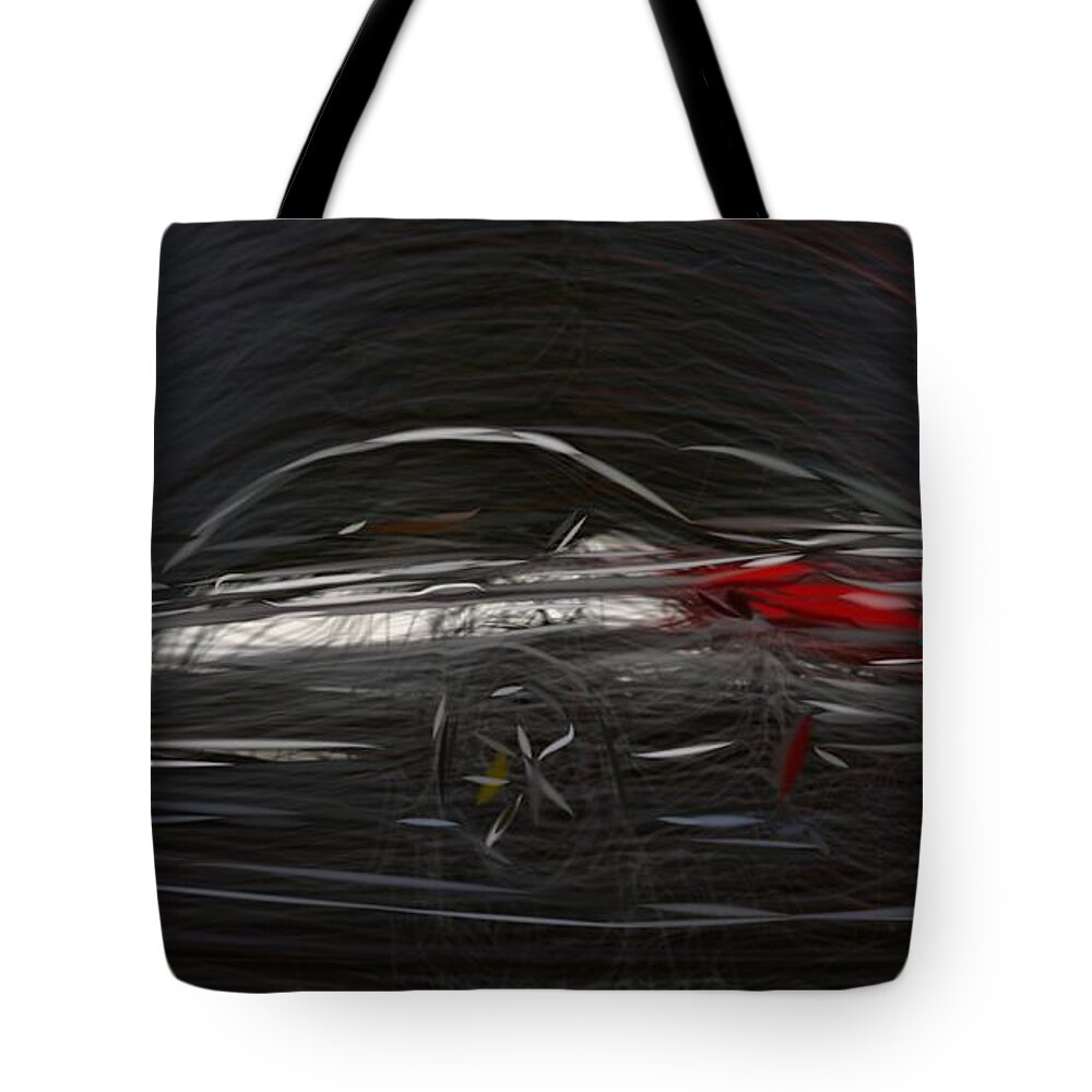 Bmw Tote Bag featuring the digital art BMW M5 Drawing #11 by CarsToon Concept
