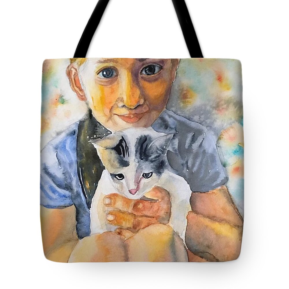 The Cat Is My Best Friend. Tote Bag featuring the painting 1082019 by Han in Huang wong