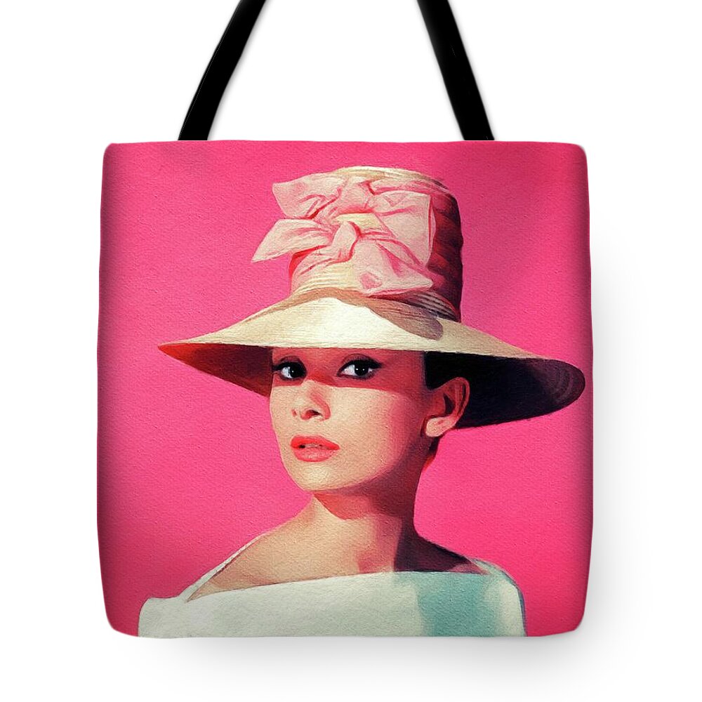 Audrey Tote Bag featuring the painting Audrey Hepburn, Vintage Movie Star #11 by Esoterica Art Agency