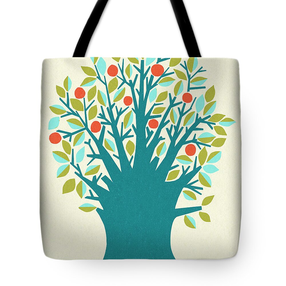 Apple Tote Bag featuring the drawing Large Tree #12 by CSA Images