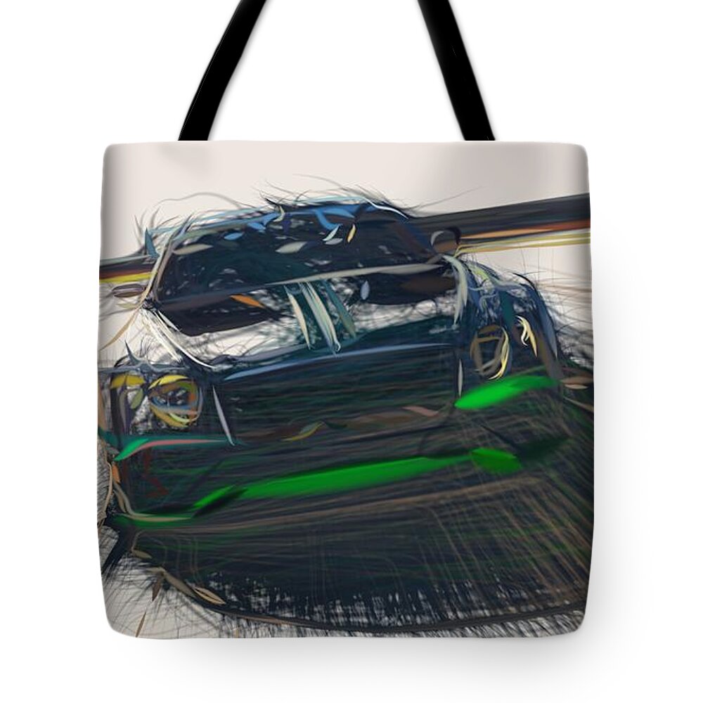 Bentley Tote Bag featuring the digital art Bentley Continental GT3 Drawing #14 by CarsToon Concept