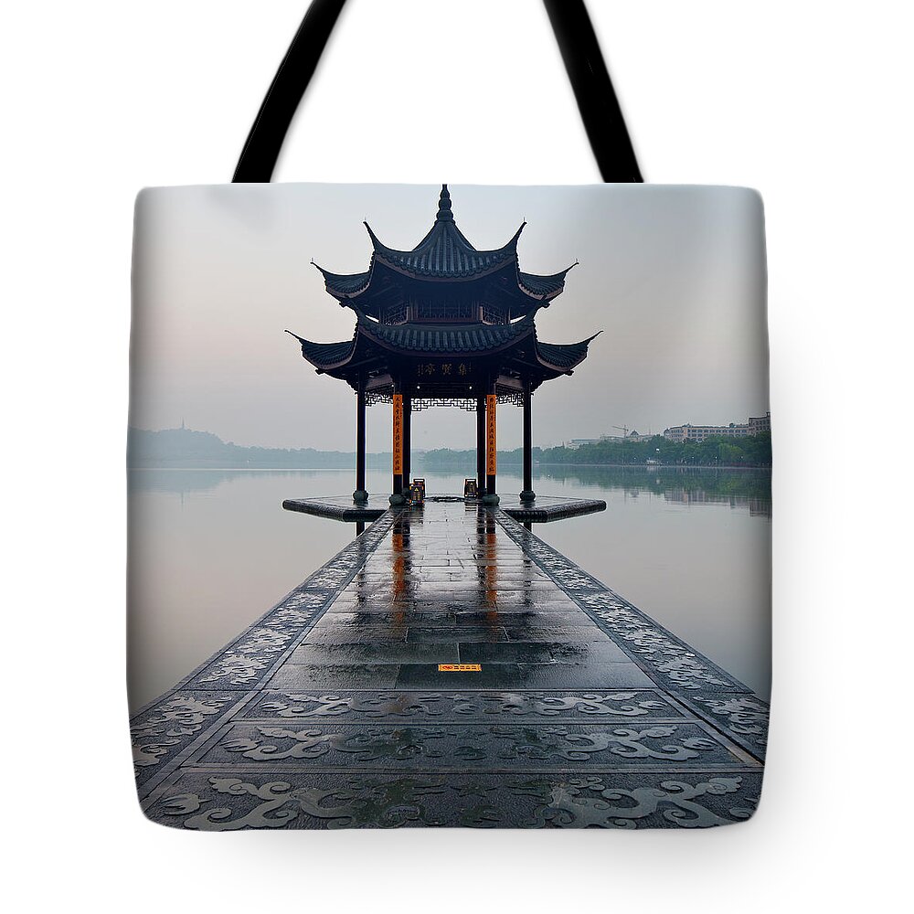 Estock Tote Bag featuring the digital art West Lake, Zhenjiang, China #13 by Luigi Vaccarella