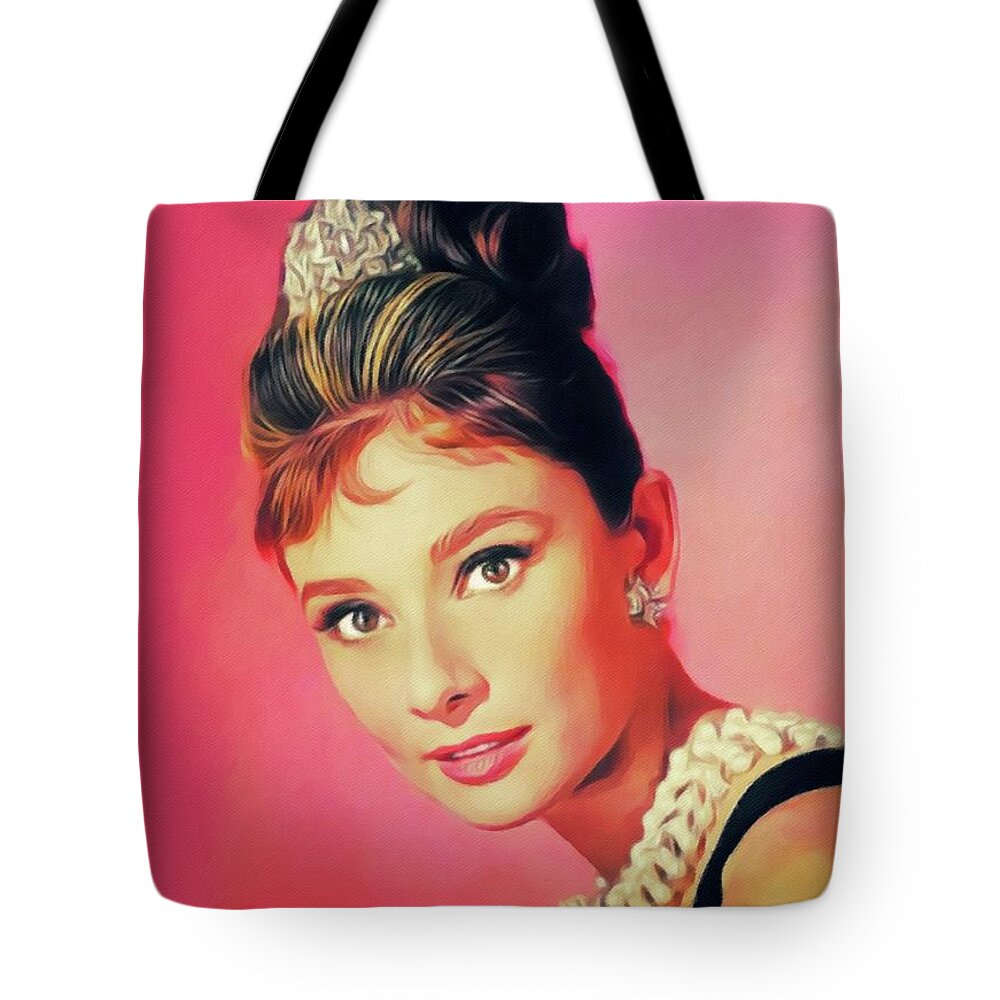 Audrey Hepburn, Vintage Movie Star Tote Bag by Esoterica Art