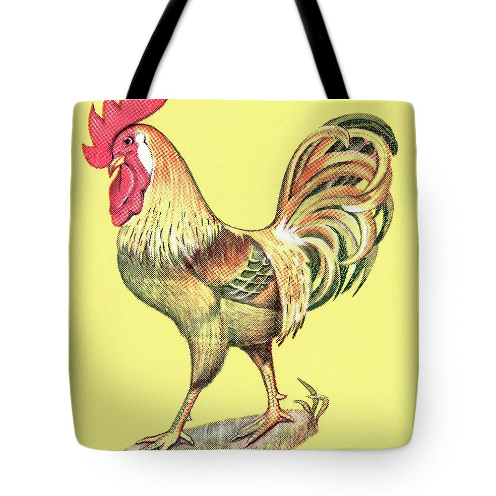 Agriculture Tote Bag featuring the drawing Rooster #14 by CSA Images