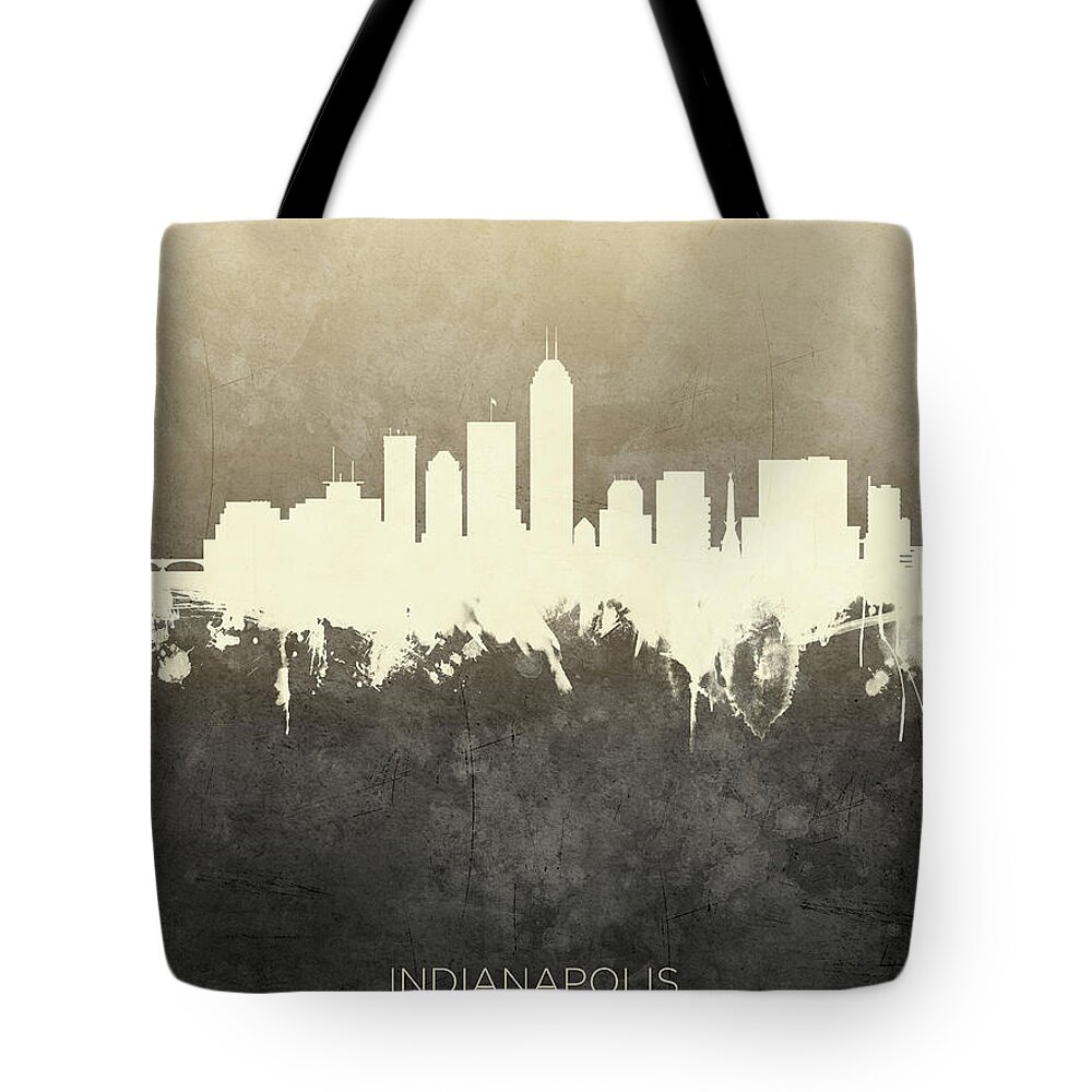 Indianapolis Tote Bag featuring the digital art Indianapolis Indiana Skyline by Michael Tompsett