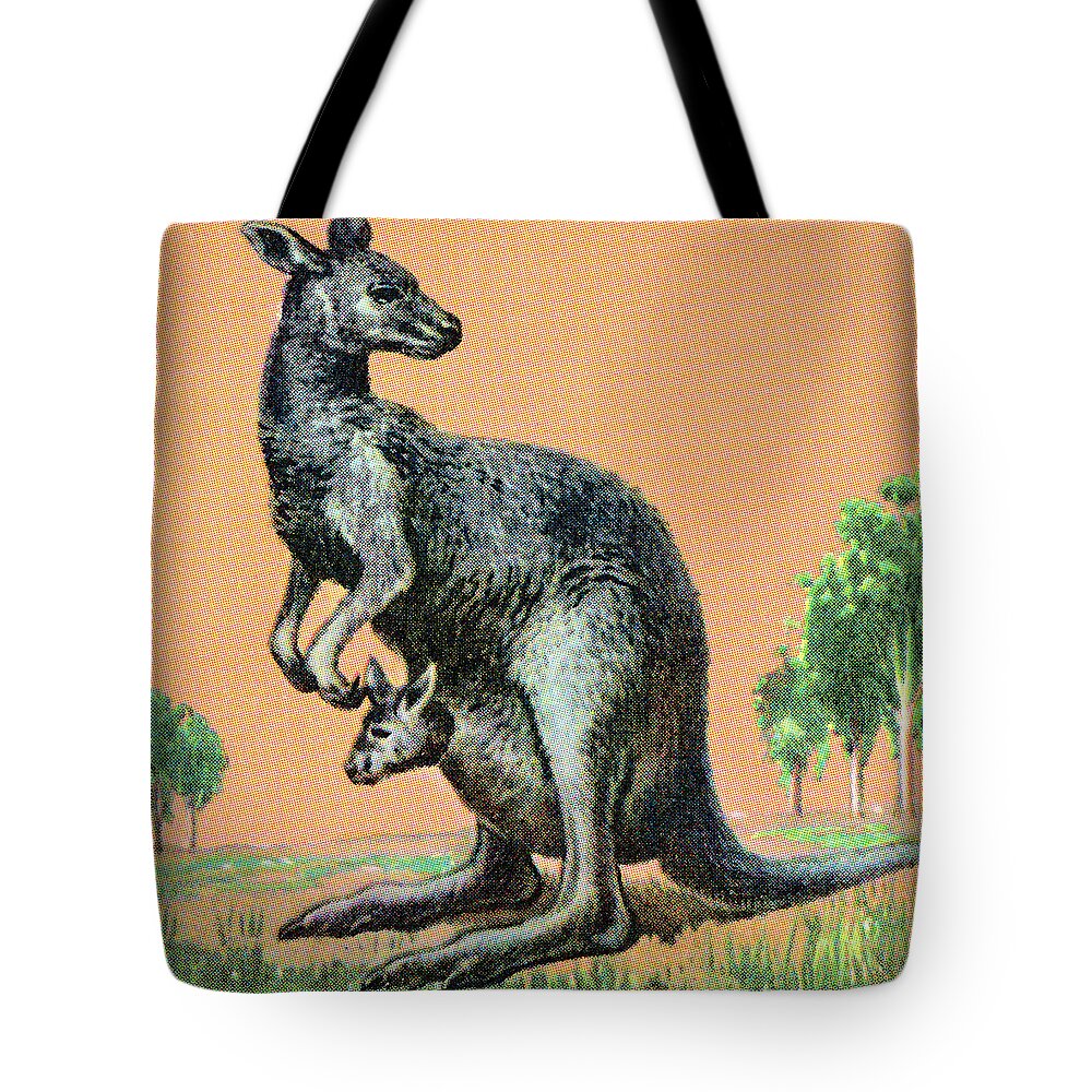 Animal Tote Bag featuring the drawing Kangaroo #16 by CSA Images