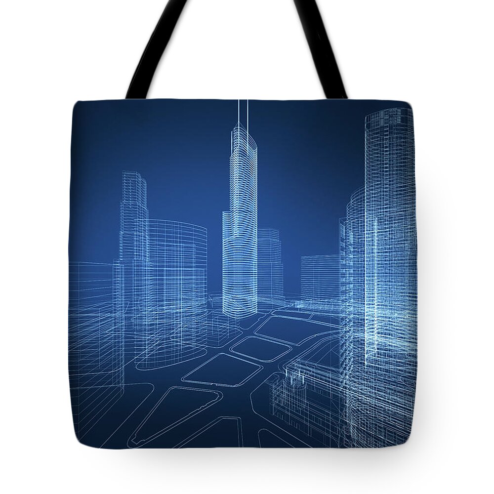 Plan Tote Bag featuring the photograph 3d Architecture Abstract by Nadla