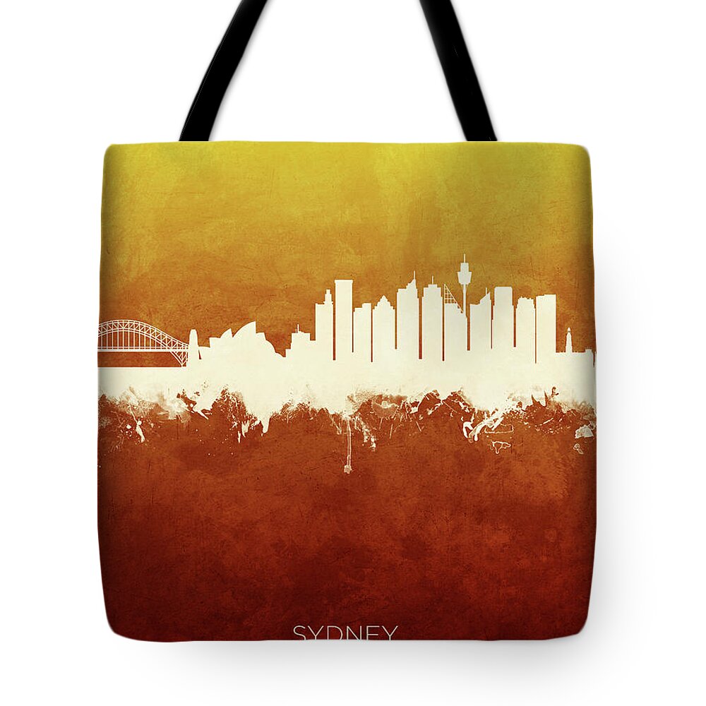 Sydney Tote Bag featuring the digital art Sydney Australia Skyline #17 by Michael Tompsett