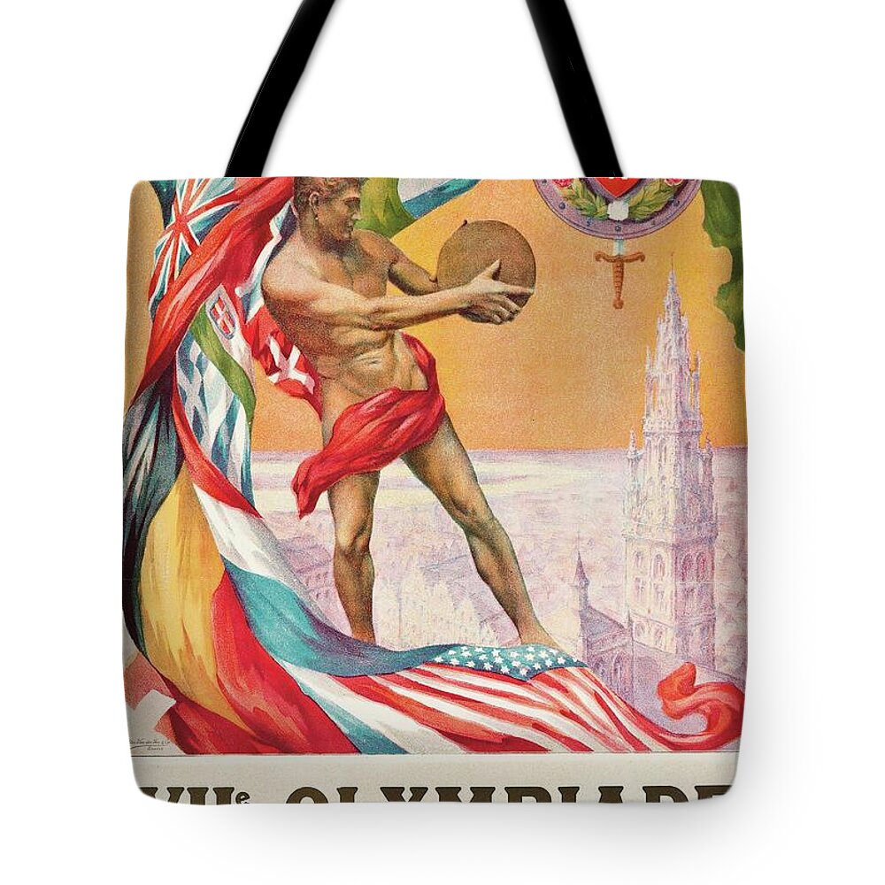 Summer Olympics Tote Bag featuring the painting 1920 Summer Olympics Vintage Poster by Vincent Monozlay