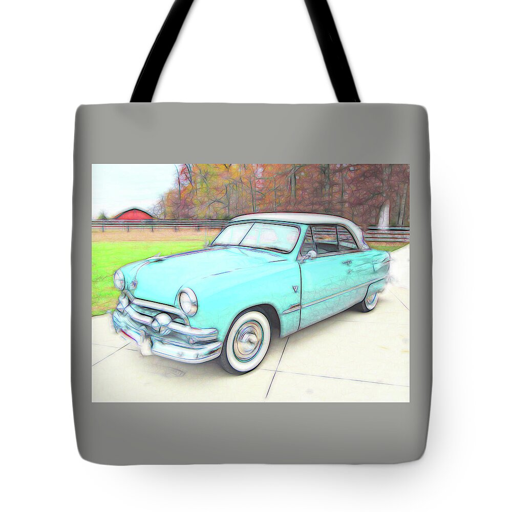 1951 Ford Tote Bag featuring the digital art 1951 Ford by Rick Wicker
