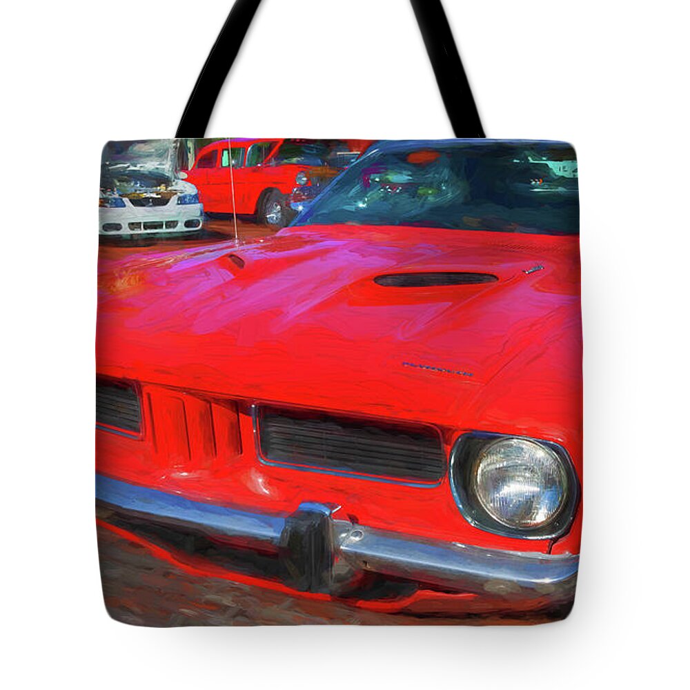 1973 Plymouth Tote Bag featuring the photograph 1973 Plymouth Hemi Barracuda 005 by Rich Franco