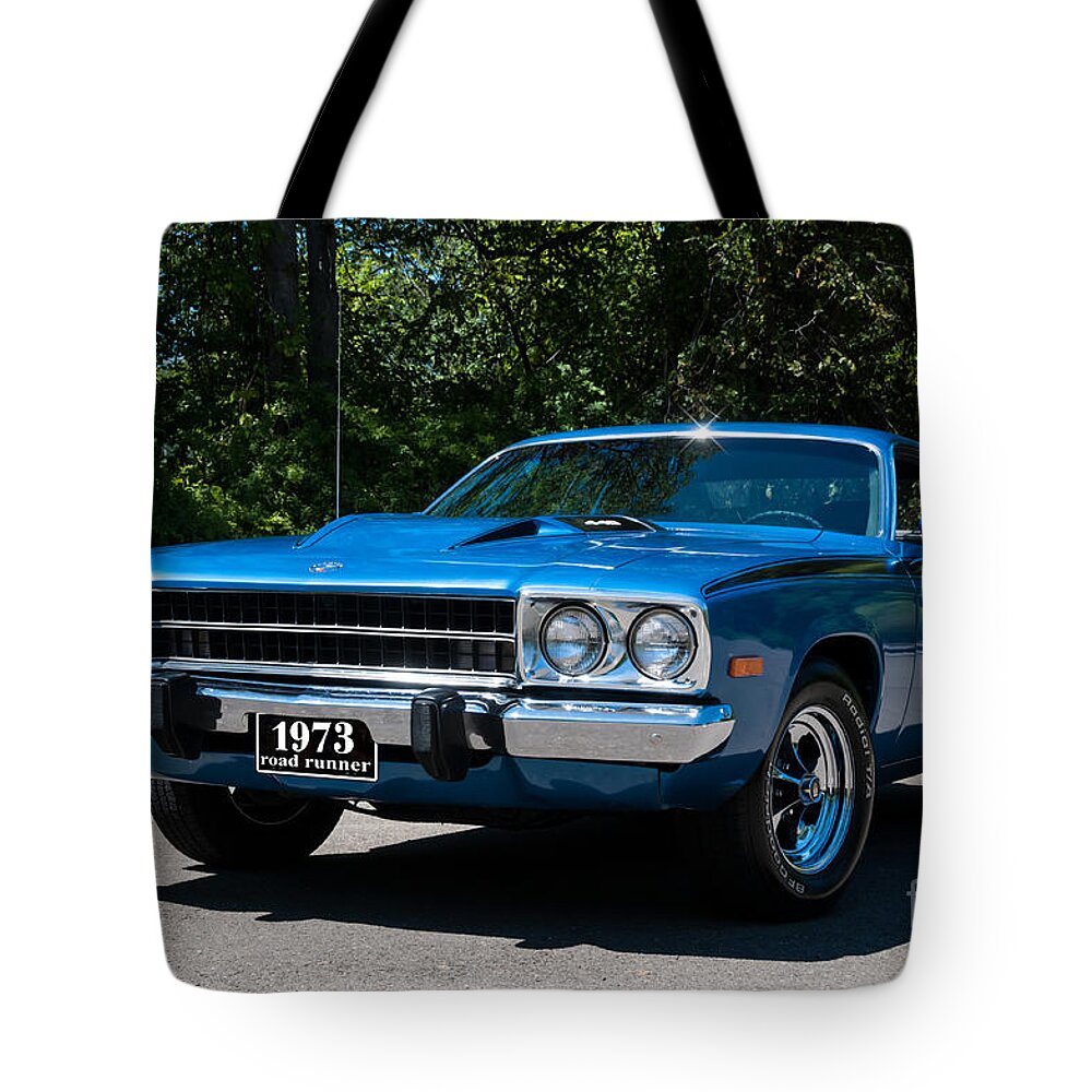 1973 Roadrunner Tote Bag featuring the photograph 1973 Plymouth Roadrunner by Anthony Sacco