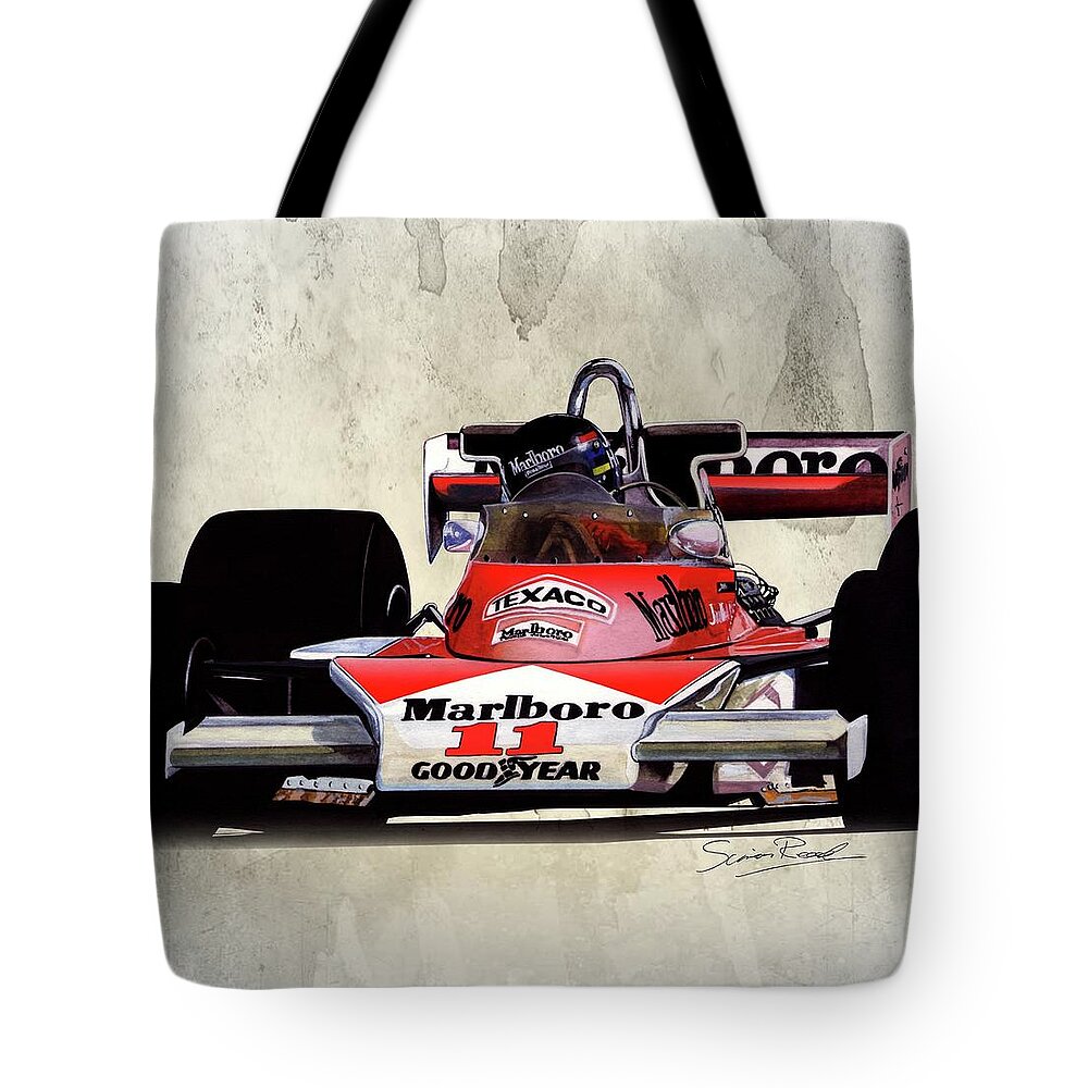 Art Tote Bag featuring the painting 1976 McLaren M23 by Simon Read